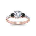Load image into Gallery viewer, petite-micropave-three-stone-ring-with-black-diamond-in-rose-gold-FD9383RORGBLACK-NL-RG

