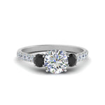 Load image into Gallery viewer, petite-micropave-three-stone-ring-with-black-diamond-in-white-gold-FD9383RORGBLACK-NL-WG
