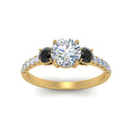 Load image into Gallery viewer, petite-micropave-three-stone-ring-with-black-diamond-in-yellow-gold-FD9383RORGBLACK-NL-YG
