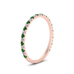 Load image into Gallery viewer, petite-scalloped-diamond-wedding-band-with-emerald-in-FD9168BGEMGR-NL-RG
