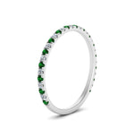 Load image into Gallery viewer, petite-scalloped-diamond-wedding-band-with-emerald-in-FD9168BGEMGR-NL-WG
