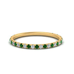 Load image into Gallery viewer, petite-scalloped-diamond-wedding-band-with-emerald-in-FD9168BGEMGR-NL-YG

