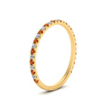 Load image into Gallery viewer, petite-scalloped-diamond-wedding-band-with-orange-sapphire-in-FD9168BGSAOR-NL-YG
