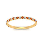 Load image into Gallery viewer, petite-scalloped-diamond-wedding-band-with-orange-sapphire-in-FD9168BGSAOR-NL-YG
