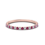 Load image into Gallery viewer, petite-scalloped-diamond-wedding-band-with-pink-sapphire-in-FD9168BGSADRPI-NL-RG
