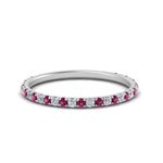 Load image into Gallery viewer, petite-scalloped-diamond-wedding-band-with-pink-sapphire-in-FD9168BGSADRPI-NL-WG

