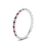 Load image into Gallery viewer, petite-scalloped-diamond-wedding-band-with-pink-sapphire-in-FD9168BGSADRPI-NL-WG
