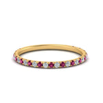 Load image into Gallery viewer, petite-scalloped-diamond-wedding-band-with-pink-sapphire-in-FD9168BGSADRPI-NL-YG
