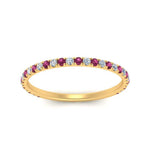 Load image into Gallery viewer, petite-scalloped-diamond-wedding-band-with-pink-sapphire-in-FD9168BGSADRPI-NL-YG
