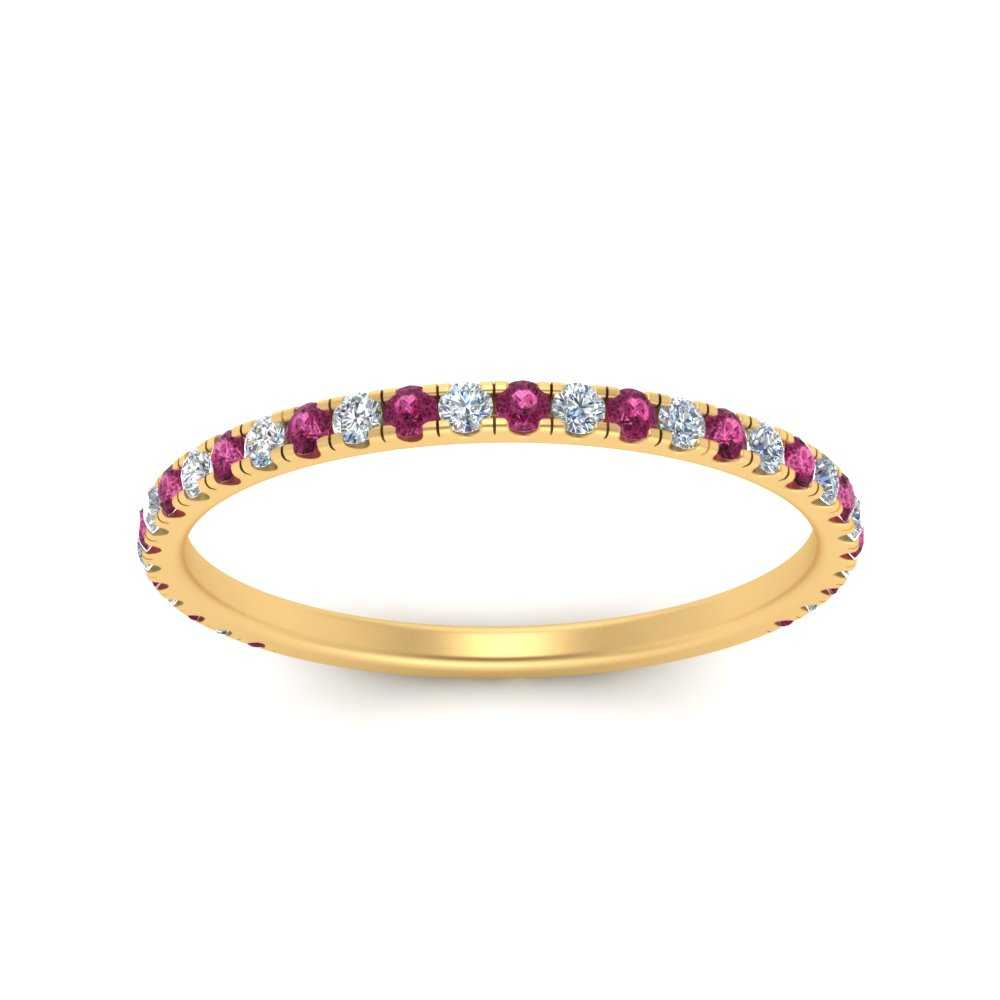 petite-scalloped-diamond-wedding-band-with-pink-sapphire-in-FD9168BGSADRPI-NL-YG