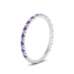 Load image into Gallery viewer, petite-scalloped-diamond-wedding-band-with-purple-topaz-in-FD9168BGVITO-NL-WG
