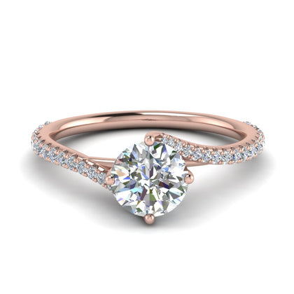 Round Cut Lab Grown Swirl Engagement Ring