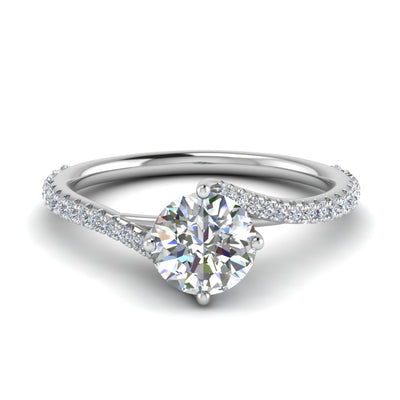 Round Cut Lab Grown Swirl Engagement Ring
