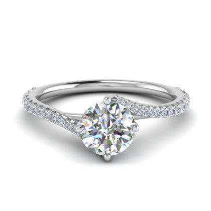 Round Cut Lab Grown Swirl Engagement Ring