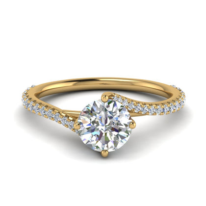 Round Cut Lab Grown Swirl Engagement Ring