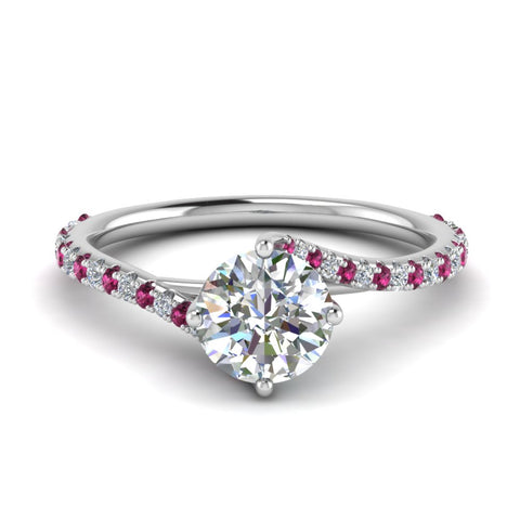 Petite Swirl Round Diamond Ring
