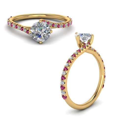 Petite Swirl Round Diamond Ring