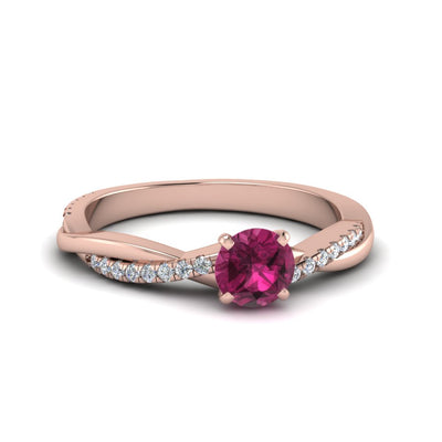 Petite Twisted Engagement Ring Colored Stones