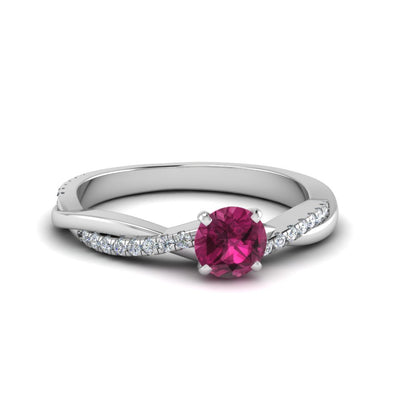 Petite Twisted Engagement Ring Colored Stones