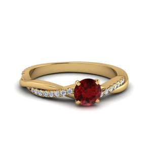 Petite Twisted Engagement Ring Colored Stones