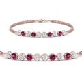 Thumbnail 12 - Dual Chain Round Diamond Bar Bracelet