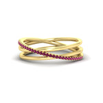 Load image into Gallery viewer, pink-sapphire-criss-cross-wedding-ring-in-yellow-gold-FD11398BGSADRPI-NL-YG
