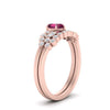 Load image into Gallery viewer, pink-sapphire-heart-cluster-diamond-wedding-ring-set-in-rose-gold-FDENS3110HTGSADRPI-NL-RG.jpg