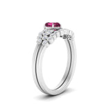 Load image into Gallery viewer, pink-sapphire-heart-cluster-diamond-wedding-ring-set-in-white-gold-FDENS3110HTGSADRPI-NL-WG.jpg
