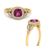 Load image into Gallery viewer, pink-sapphire-leaf-square-antique-diamond-ring-in-FD10044RGSADRPIANGLE3-NL-YG-GS
