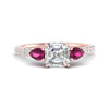 Load image into Gallery viewer, pink-sapphire-pear-accented-3-row-asscher-cut-engagement-ring-in-rose-gold-FD9982ASRGSADRPIANGLE3-NL-RG