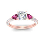 Load image into Gallery viewer, pink-sapphire-pear-accented-3-row-asscher-cut-engagement-ring-in-rose-gold-FD9982ASRGSADRPIANGLE3-NL-RG
