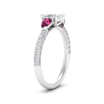 Load image into Gallery viewer, pink-sapphire-pear-accented-3-row-asscher-cut-engagement-ring-in-white-gold-FD9982ASRGSADRPIANGLE3-NL-WG
