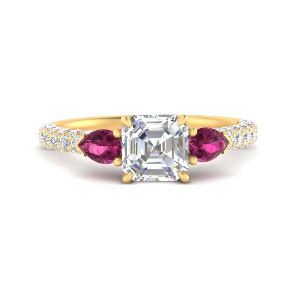 pink-sapphire-pear-accented-3-row-asscher-cut-engagement-ring-in-yellow-gold-FD9982ASRGSADRPIANGLE3-NL-YG
