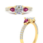 Load image into Gallery viewer, pink-sapphire-pear-accented-3-row-asscher-cut-engagement-ring-in-yellow-gold-FD9982ASRGSADRPIANGLE3-NL-YG
