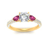 Load image into Gallery viewer, pink-sapphire-pear-accented-3-row-asscher-cut-engagement-ring-in-yellow-gold-FD9982ASRGSADRPIANGLE3-NL-YG