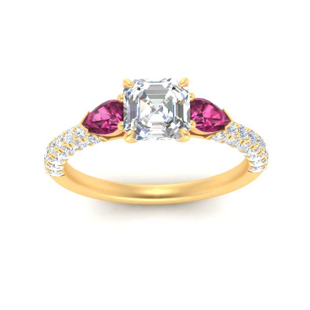 pink-sapphire-pear-accented-3-row-asscher-cut-engagement-ring-in-yellow-gold-FD9982ASRGSADRPIANGLE3-NL-YG