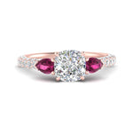 Load image into Gallery viewer, pink-sapphire-pear-accented-3-row-cushion-cut-engagement-ring-in-rose-gold-FD9982CURGSADRPIANGLE3-NL-RG
