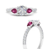 Load image into Gallery viewer, pink-sapphire-pear-accented-3-row-cushion-cut-engagement-ring-in-white-gold-FD9982CURGSADRPIANGLE3-NL-WG