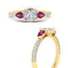 Load image into Gallery viewer, pink-sapphire-pear-accented-3-row-cushion-cut-engagement-ring-in-yellow-gold-FD9982CURGSADRPIANGLE3-NL-YG