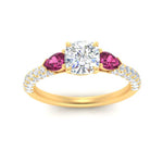 Load image into Gallery viewer, pink-sapphire-pear-accented-3-row-cushion-cut-engagement-ring-in-yellow-gold-FD9982CURGSADRPIANGLE3-NL-YG
