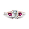 Load image into Gallery viewer, pink-sapphire-pear-accented-3-row-emerald-cut-engagement-ring-in-rose-gold-FD9982EMRGSADRPIANGLE3-NL-RG