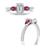 Load image into Gallery viewer, pink-sapphire-pear-accented-3-row-emerald-cut-engagement-ring-in-white-gold-FD9982EMRGSADRPIANGLE3-NL-WG
