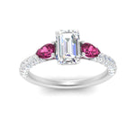 Load image into Gallery viewer, pink-sapphire-pear-accented-3-row-emerald-cut-engagement-ring-in-white-gold-FD9982EMRGSADRPIANGLE3-NL-WG
