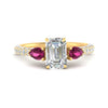 Load image into Gallery viewer, pink-sapphire-pear-accented-3-row-emerald-cut-engagement-ring-in-yellow-gold-FD9982EMRGSADRPIANGLE3-NL-YG
