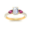 Load image into Gallery viewer, pink-sapphire-pear-accented-3-row-emerald-cut-engagement-ring-in-yellow-gold-FD9982EMRGSADRPIANGLE3-NL-YG