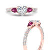 Load image into Gallery viewer, pink-sapphire-pear-accented-3-row-heart-shaped-engagement-ring-in-rose-gold-FD9982HTRGSADRPIANGLE3-NL-RG