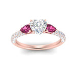 Load image into Gallery viewer, pink-sapphire-pear-accented-3-row-heart-shaped-engagement-ring-in-rose-gold-FD9982HTRGSADRPIANGLE3-NL-RG
