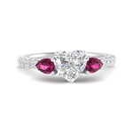 Load image into Gallery viewer, pink-sapphire-pear-accented-3-row-heart-shaped-engagement-ring-in-white-gold-FD9982HTRGSADRPIANGLE3-NL-WG
