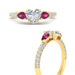 Load image into Gallery viewer, pink-sapphire-pear-accented-3-row-heart-shaped-engagement-ring-in-yellow-gold-FD9982HTRGSADRPIANGLE3-NL-YG
