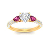 Load image into Gallery viewer, pink-sapphire-pear-accented-3-row-heart-shaped-engagement-ring-in-yellow-gold-FD9982HTRGSADRPIANGLE3-NL-YG